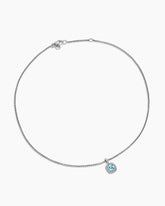 Albion® Teen Pendant Necklace in Sterling Silver with Blue Topaz and Diamonds, 4mm